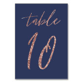 Nr. 10 - Glam Glitzer Rose Gold und Blue Wedding Tischnummer (Vorderseite)