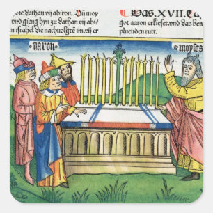 Nr. 17 1-11 Aarons Personal blüht auf dem Altar, Quadratischer Aufkleber