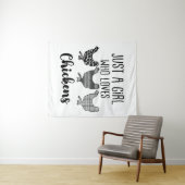 Nr. 1/2, Nur ein Mädchen, das Hühner Liebe, lustig Wandteppich (Beispiel (Horizontal))