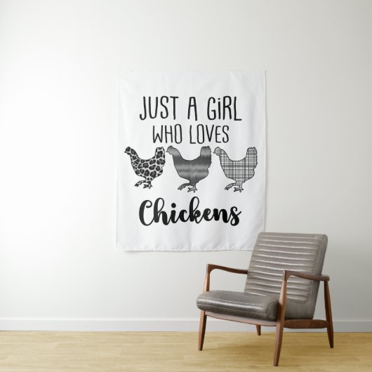 Nr. 1/2, Nur ein Mädchen, das Hühner Liebe, lustig Wandteppich (Beispiel)