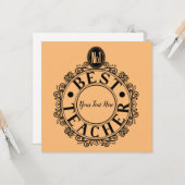 Nr. 1 Best Teacher Black Line Design Typografie Karte (Vorderseite/Rückseite Beispiel)