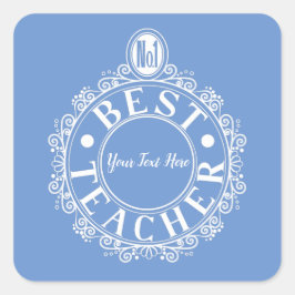 Nr. 1 Best Teacher White Line Design Typografie Quadratischer Aufkleber