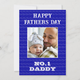 Nr. 1 Dadname and Foto Vathers Day Blue Feiertagskarte