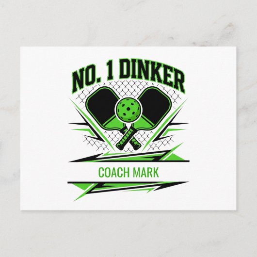Nr. 1 Dinker Pickleball-Trainer Name Design Postkarte (Vorderseite)