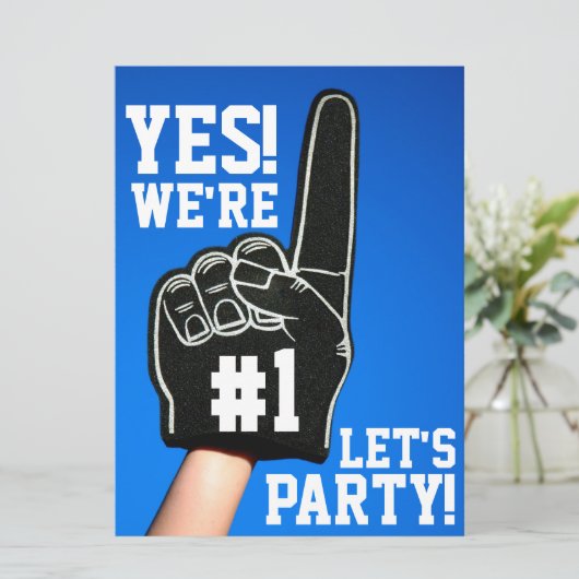 Nr. 1 Foam Finger Party Einladung (Stehend Vorderseite)