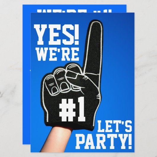 Nr. 1 Foam Finger Party Einladung (Vorne/Hinten)