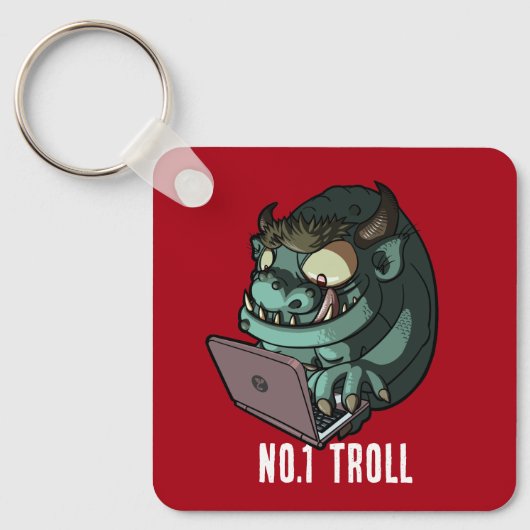 Nr. 1 Troll Internet Troll auf Laptop-Cartoon Schlüsselanhänger (Vorderseite)