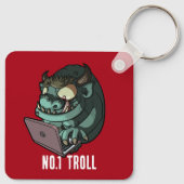Nr. 1 Troll Internet Troll auf Laptop-Cartoon Schlüsselanhänger (Rückseite)
