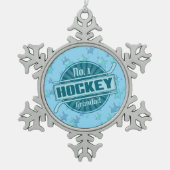 Nr. 1 Weihnachtsbaumdekoration im Hockey Schneeflocken Zinn-Ornament (Vorderseite)