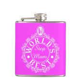 Nr.1 Weltbestes Step Mum Classic White auf rosa Flachmann (Vorderseite)