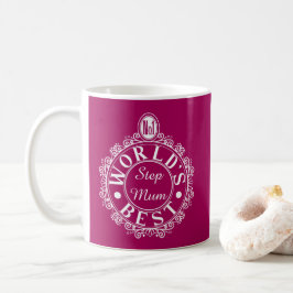Nr.1 Weltbestes Stepmum-Emblem Weiß auf Kirsche Kaffeetasse