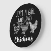 Nr. 2/2, Nur ein Mädchen, das Hühner Liebe, lustig Große Wanduhr (Winkel)