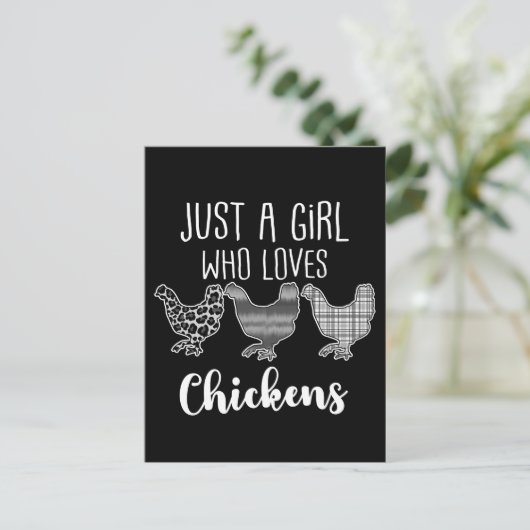 Nr. 2/2, Nur ein Mädchen, das Hühner Liebe, lustig Postkarte (Stehend Vorderseite)