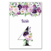 Nr. 4 Lila und Lavender Watercolor-Rose Tischnummer (Rückseite)