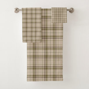 Nr. 59 des Tartan-kariertes Brown, Beige u. grüne Badhandtuch Set