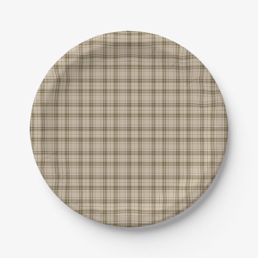 Nr. 59 des Tartan-kariertes Brown, Beige u. grünes Pappteller (Vorderseite)