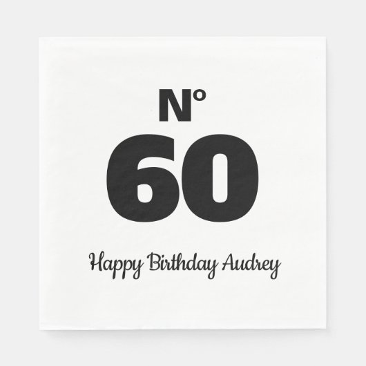 Nr. 60 oder jedes Personalisierte Lebensalter Serviette (Vorderseite)
