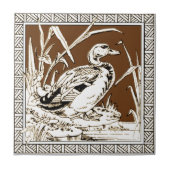 Nr. 6 der 12 Repro 1880er Minton Mocha Bird Series Fliese (Vorderseite)