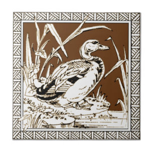 Nr. 6 der 12 Repro 1880er Minton Mocha Bird Series Fliese