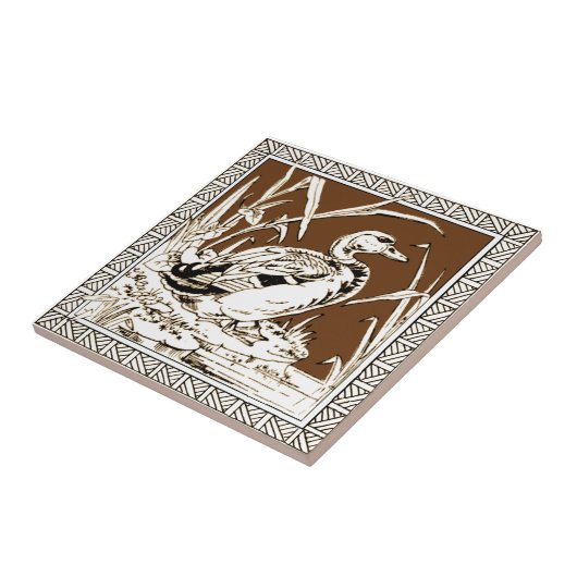 Nr. 6 der 12 Repro 1880er Minton Mocha Bird Series Fliese (Seite)