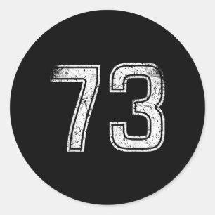 Nr. 73 Sport White Vintag Number Runder Aufkleber