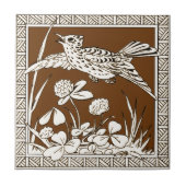 Nr. 7 der 12 Repro 1880er Minton Mocha Bird Series Fliese (Vorderseite)