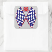 Nr. 88 und Zielflaggen Quadratischer Aufkleber (Tasche)