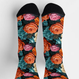 Nr. 8 Crews mit Blumenmuster Socken
