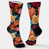 Nr. 8 Crews mit Blumenmuster Socken (Gewinkelt)