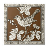 Nr. 9 der 12 Repro 1880er Minton Mocha Bird Series Fliese (Vorderseite)