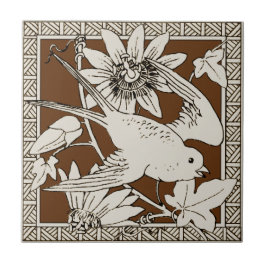 Nr. 9 der 12 Repro 1880er Minton Mocha Bird Series Fliese