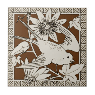 Nr. 9 der 12 Repro 1880er Minton Mocha Bird Series Fliese