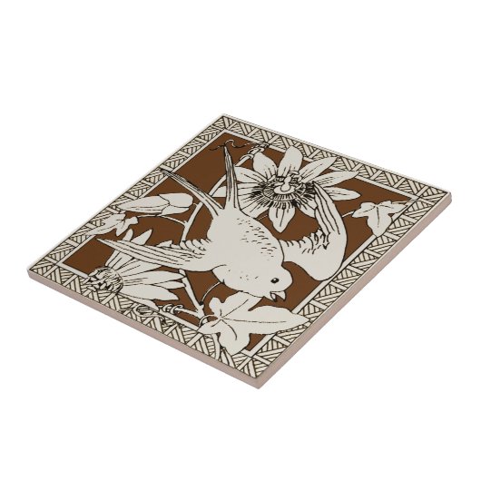 Nr. 9 der 12 Repro 1880er Minton Mocha Bird Series Fliese (Seite)