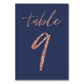 Nr. 9 - Glam Glitzer Rose Gold und Blue Wedding Tischnummer (Rückseite)