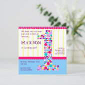 Nr. eine, erste Geburtstags-Party Einladung (Stehend Vorderseite)