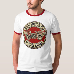 NRH Motor Co. Vintage Motorrad Heritage Garage R T-Shirt