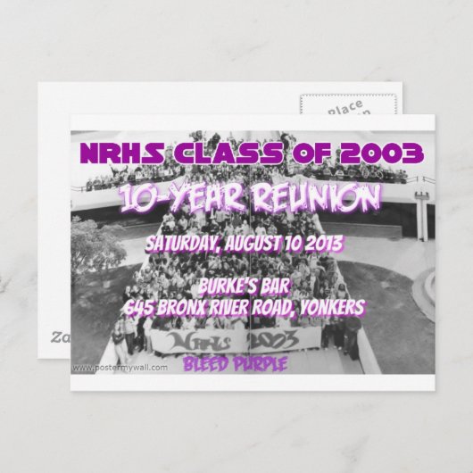 NRHS-Klasse 2003 10-jähriges Wiedersehen-Apparel Postkarte (Vorne/Hinten)