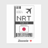 NRT Tokyo Boarding Pass - Japan Travel Aufkleber (Blatt)