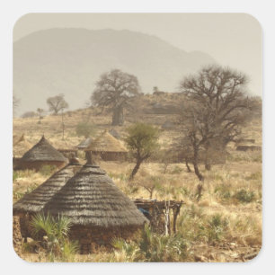 Nuba Mountains, Dorf Nugera Quadratischer Aufkleber