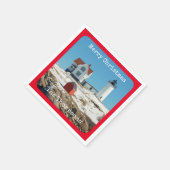 Nubble Frohe Weihnachts-RotfamilienLeuchtturm Serviette (Ecke)