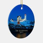 Nubble Holiday Lights FamilienLeuchtturm Keramik Ornament (Rechts)