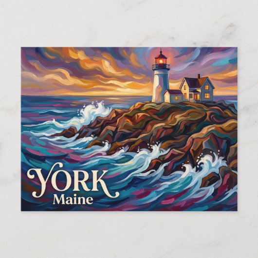 Nubble Leuchtturm USA Postkarte (Vorderseite)