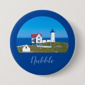 Nubble Light Blue Horizon Maine Lighthouse Button (Vorderseite)