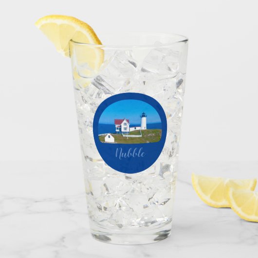 Nubble Light Blue Horizon Maine Lighthouse Glas (Vorderseite Ice)