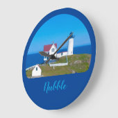 Nubble Light Blue Ocean Maine Lighthouse Große Wanduhr (Winkel)