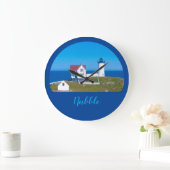 Nubble Light Blue Ocean Maine Lighthouse Große Wanduhr (Zuhause)