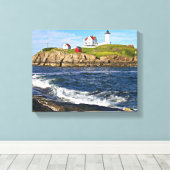 Nubble Light, Cape Neddick Maine Canvas Print Leinwanddruck (Insitu (Holzboden))