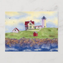 Nubble Light House York Maine Postcard