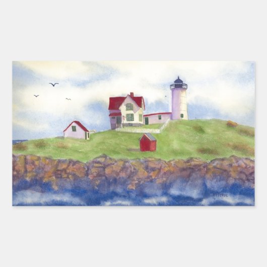Nubble Light House York Maine Rechteckiger Aufkleber (Vorderseite)