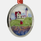 Nubble Light House York Maine Silbernes Ornament (Rechts)